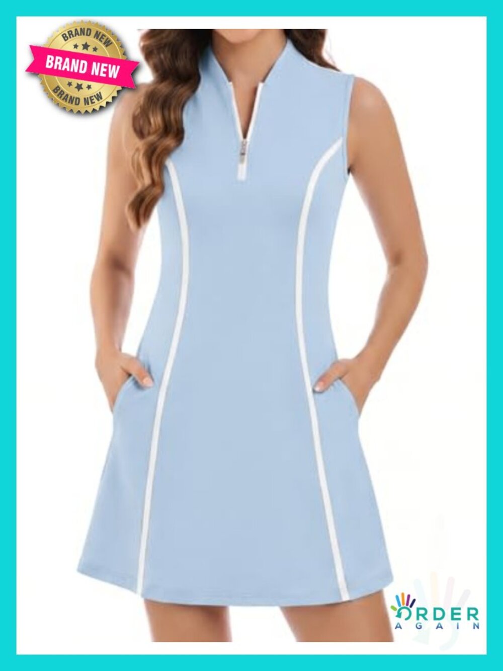 Tennis Dress for Women Sleeveless Golf Dress with Shorts and Pockets Zip Up
